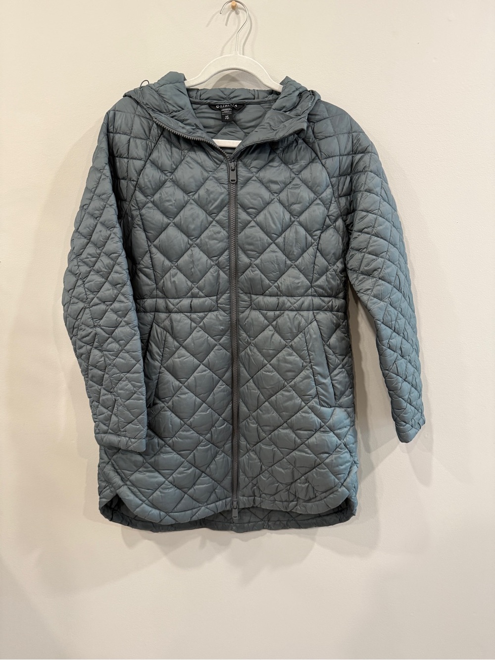 Athleta Slate Gray Quilted Hooded Puffer Jacket